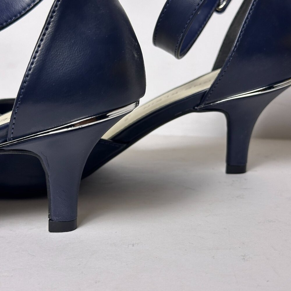 Anne Klein Ankle Strap Heels Women 9.5 Navy Blue Classy Special Occasion Shoes - Picture 11 of 16